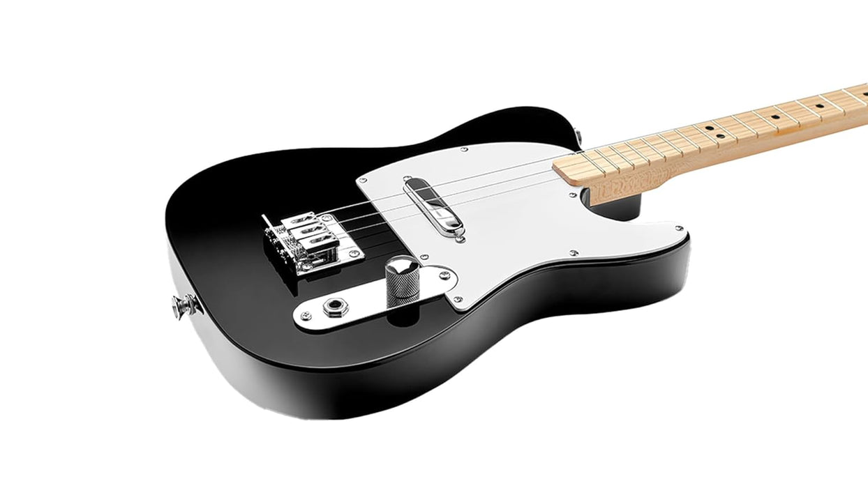 Fender Loog Telecaster 3-String Electric Guitar for Kids, Beginner Guitar, Includes Chord Flash Cards, Learning App, Educational Booklet, Picks, and Stickers, Black