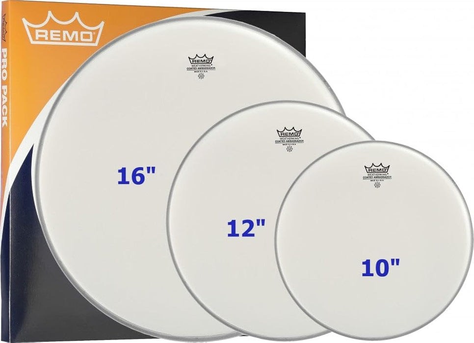 Remo ProPack 3-Piece Drumhead Pack 10" 12" 14" Coated with Free Cymbal Stand