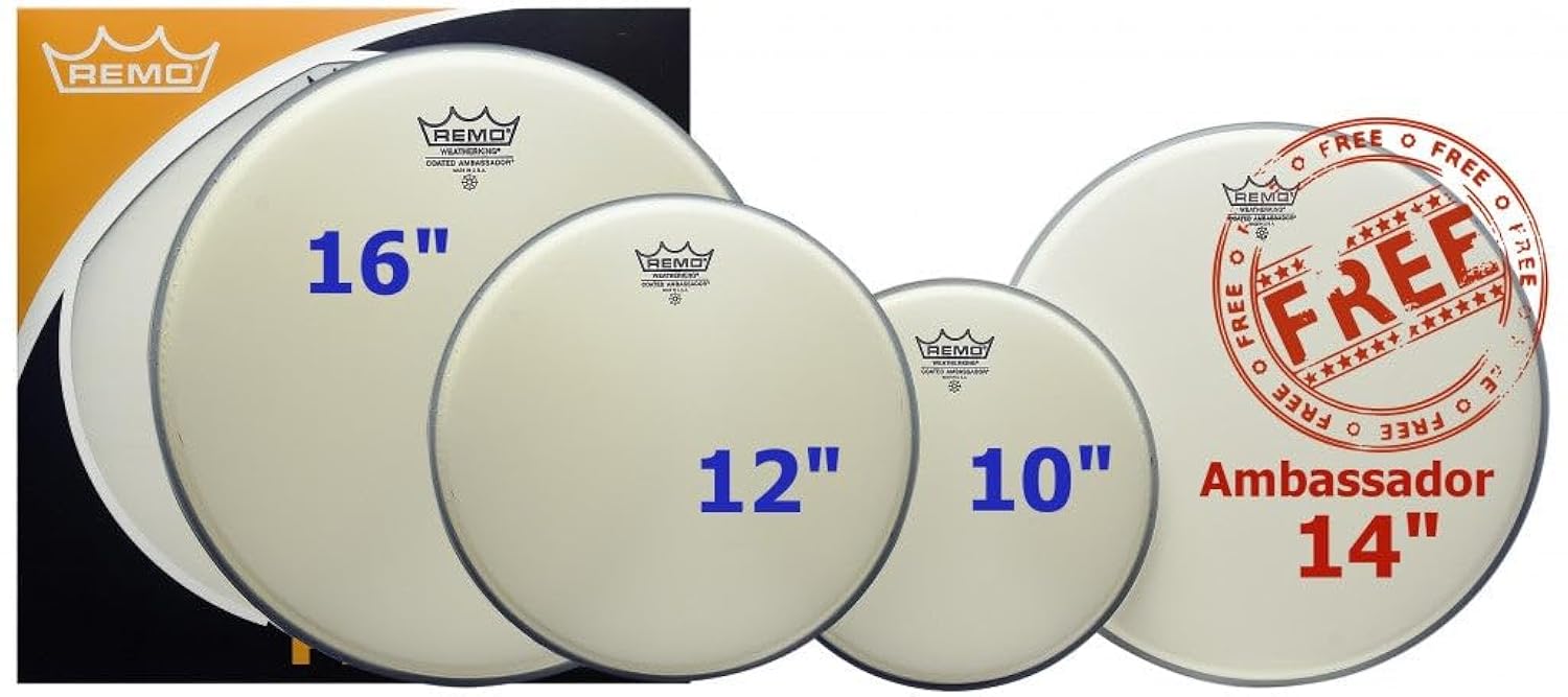 Remo ProPack 3-Piece Drumhead Pack 10" 12" 14" Coated with Free Cymbal Stand