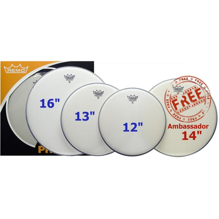 Remo ProPack 3-Piece Drumhead Pack 10" 12" 14" Coated with Free Cymbal Stand
