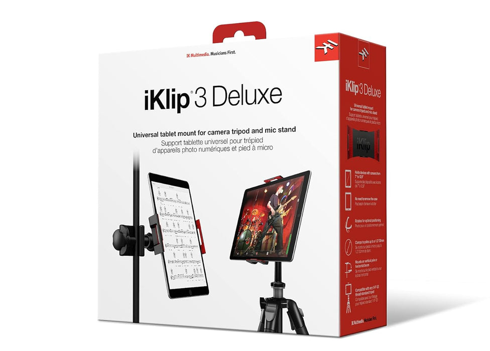 iKlip 3 Deluxe - Universal Tablet Holder for Mic Stand Mount & Tripod Mount