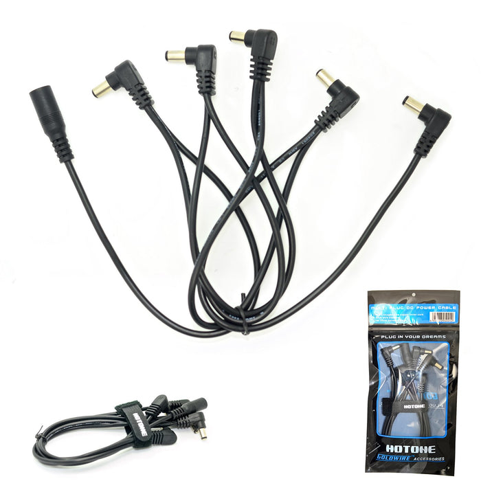 HOTONE 242615 5-Plug Angled Head DC Cable for Guitar Pedals