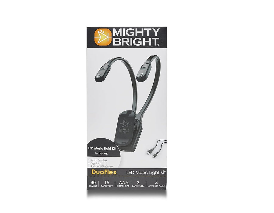 The Original Mighty Bright DuoFlex Clip-On LED Light, 2 Flexible Goosenecks, Warm Eye Care LEDs, Dimmable, Durable, Perfect as a Lectern Light, for Auto Repair, Multi-Purpose Multi-Angle Light
