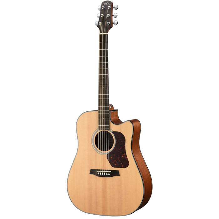 Walden D550CE Natura Solid Spruce Top Dreadnought Acoustic Cutaway-Electric Guitar - Open Pore Satin Natural