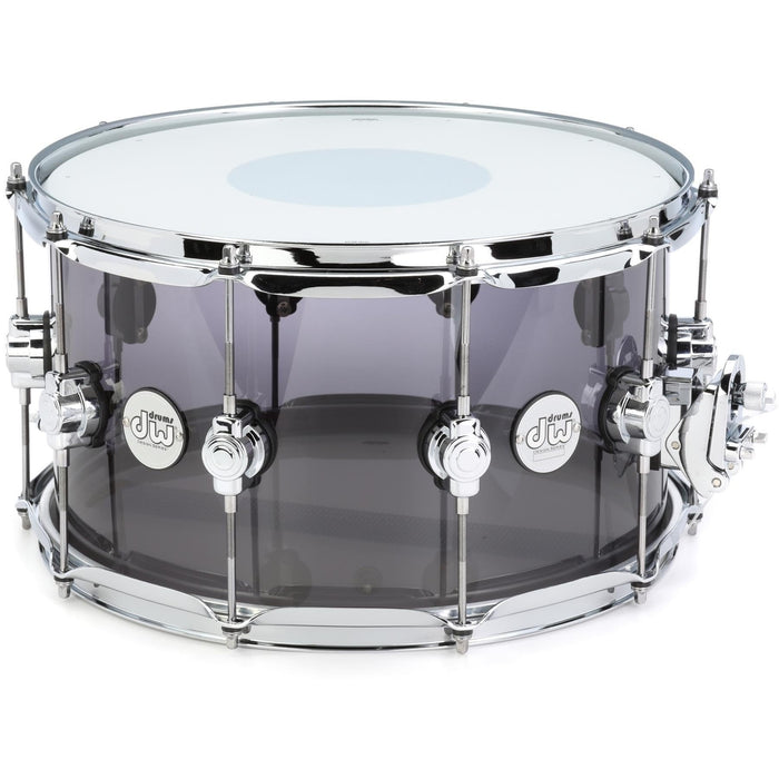 DW Design Series Acrylic Snare Drum - 8 inch x 14 inch, Smoke Glass
