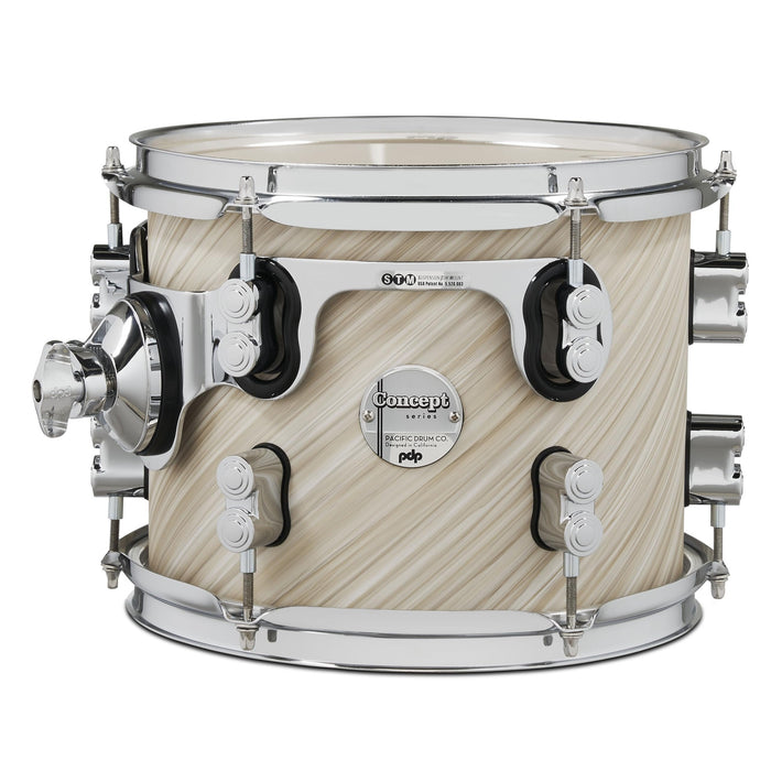 PDP Concept Maple 8x10 Suspended Tom Twisted Ivory Finish Ply with Chrome Hardware