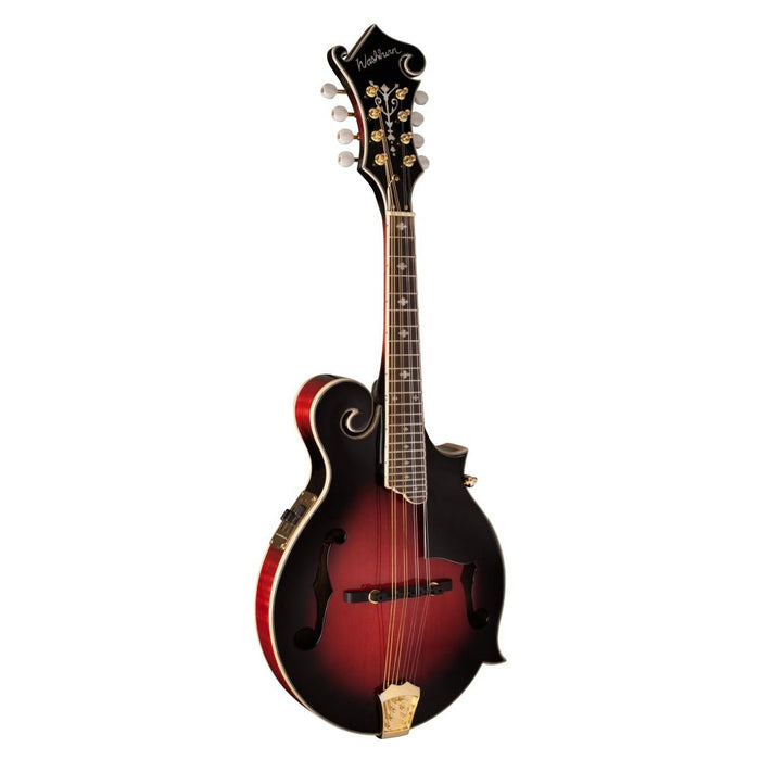 Washburn Americana Series F-Style Mandolin with Electronics, Trans Wine Red (M3SWETWRK-D-U)