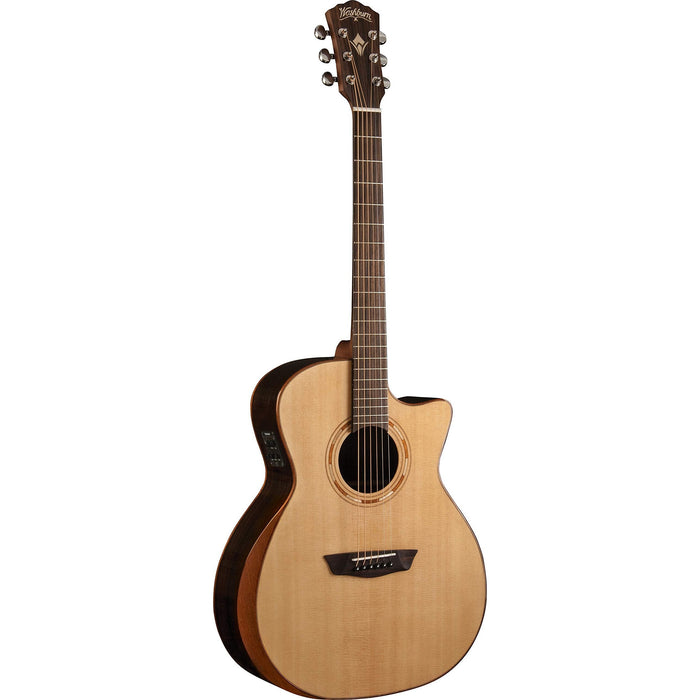 Washburn Comfort 20 Series Grand Auditorium Cutaway Acoustic Electric Guitar, Natural (WCG20SCE-O-U)