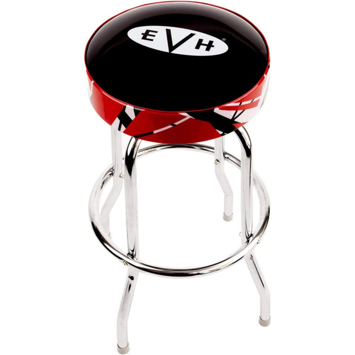 Eddie Van Halen EVH 30 Inch Chrome Barstool with Striped Padded Seat