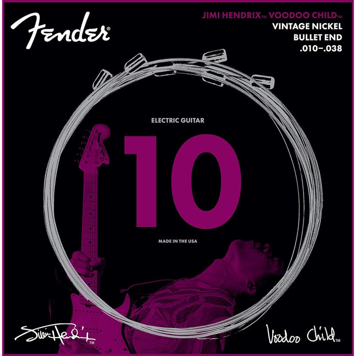 Fender Hendrix Voodoo Child Electric Guitar Strings, Vintage Nickel, Bullet End - .010-.038