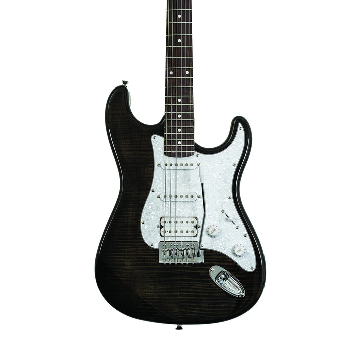 Washburn Sonamaster 6 String Solid-Body Electric Guitar, Right, Transparent Black (SDFTB-U)