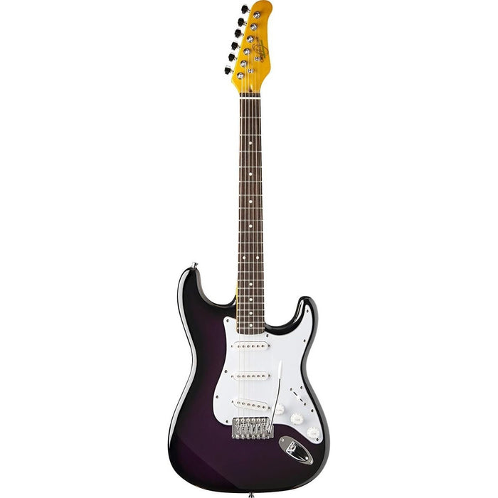 Oscar Schmidt Double Cut Solid Body Electric Guitar, Purple Sunburst (OS-300-PS-A-U)