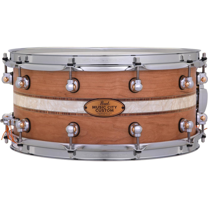 Pearl Music City Custom Solid Cherry Snare Drum - 6.5 x 14-inch - Kingwood Royal Inlay