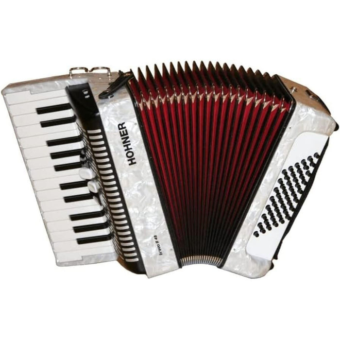 Hohner Bravo II 48 Chromatic Piano Key Accordion (White) (BR48WH)