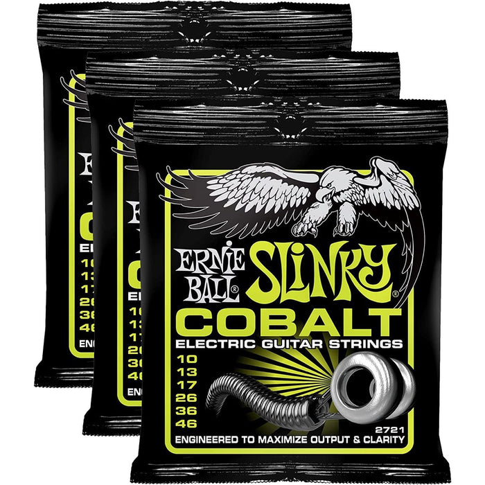 Ernie Ball 2721 Cobalt Regular Slinky Electric Guitar Strings (3-pack)