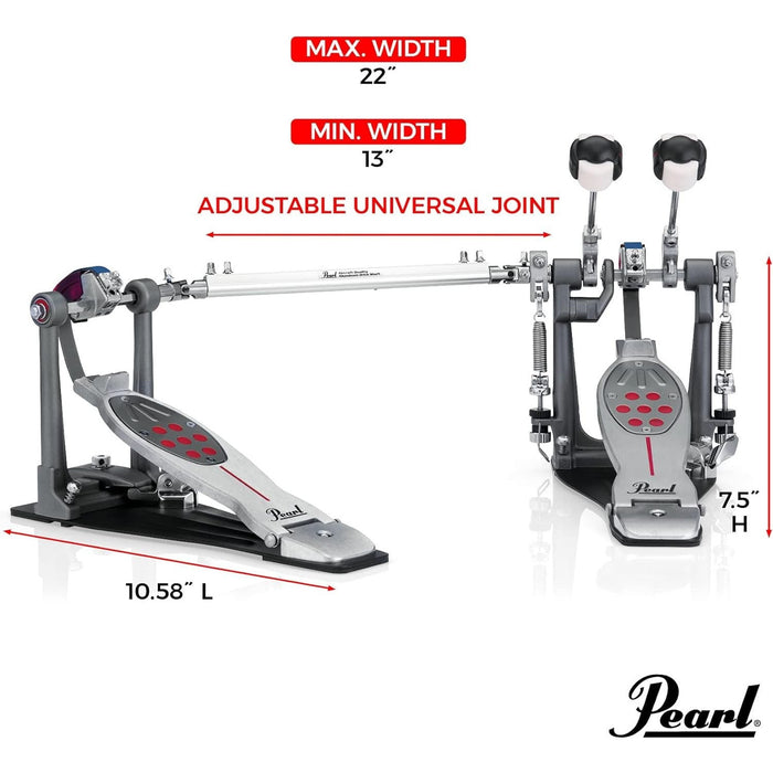 Pearl P2052B Eliminator: Redline Double Bass Drum Pedal, Belt Drive