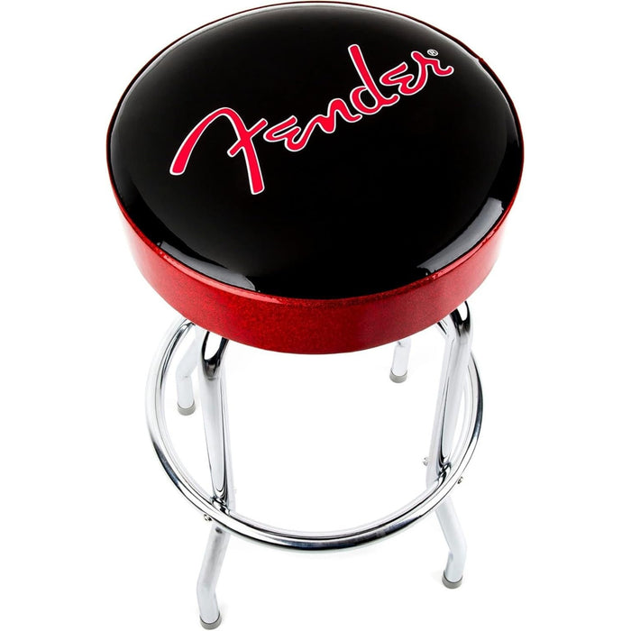 Fender Red Sparkle Logo Swivel Barstool - Black/Black, 30" (9192022003)
