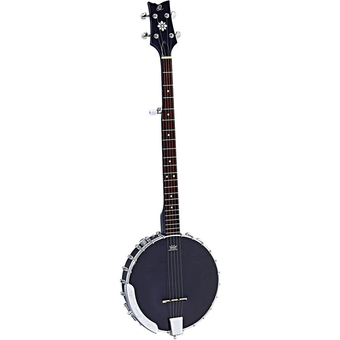 Ortega Guitars Raven Series 5-String Open Back Acoustic-Electric Banjo w/Bag, Right (OBJE250OP-SBK)