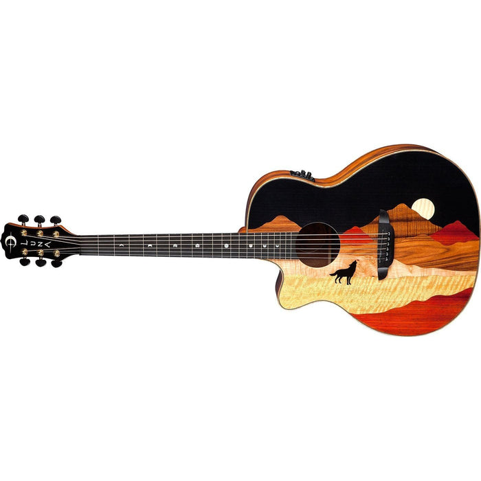 Luna Tropical Wood Lefty Acoustic/Electric Guitar with Case (VISTA WOLF L)