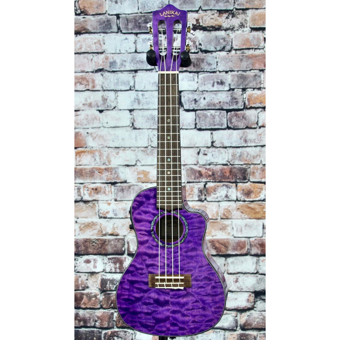 Lanikai Quilted Maple Purple Stain Tenor A/E Ukulele (QM-PUCET)