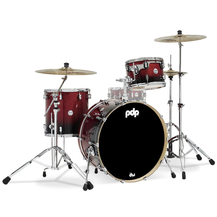 Pacific Drums & Percussion PDP Concept Maple 3-Piece Rock, Red/Black Fade Drum Set Shell Pack (PDCM24RKRB)