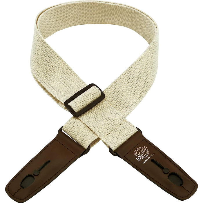 LOCK-IT Guitar Strap Natural Cotton Patented Locking Technology (strap lock)