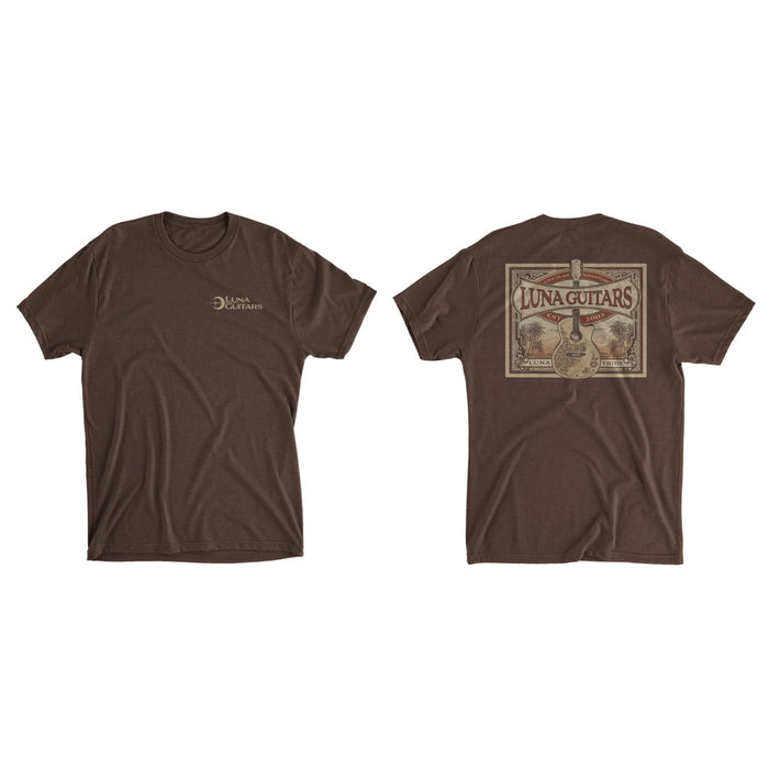 Luna Guitars Henna Guitar Brown T-Shirt, Large