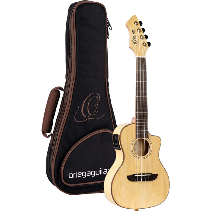 Ortega Guitars, 4-String Horizon Series Revese Headstock Concert Acoustic-Electric Ukulele w/Bag, Right, Natural, Akustisch-Elektronisch (RUBO-CE)