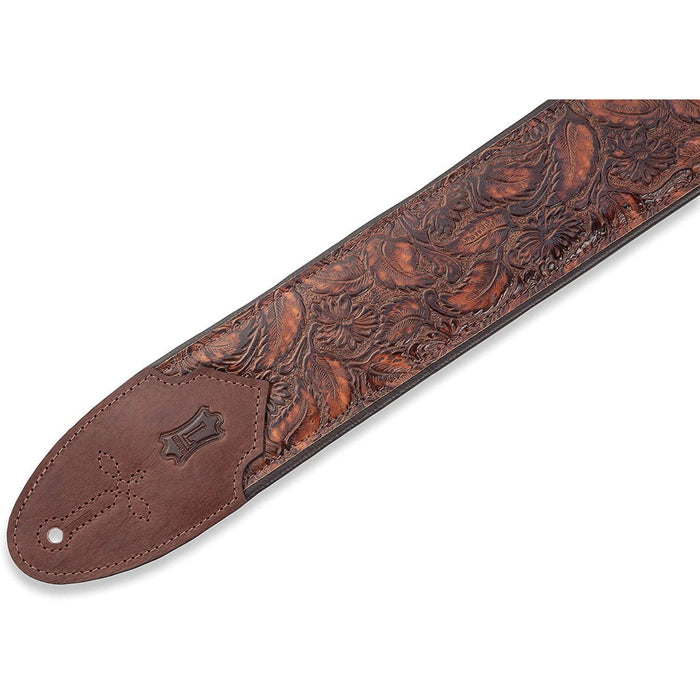 Levy's Leathers Sundance 3" wide Embossed Leather Guitar Strap; Western Series - Geramium Whiskey (M4WP-006)