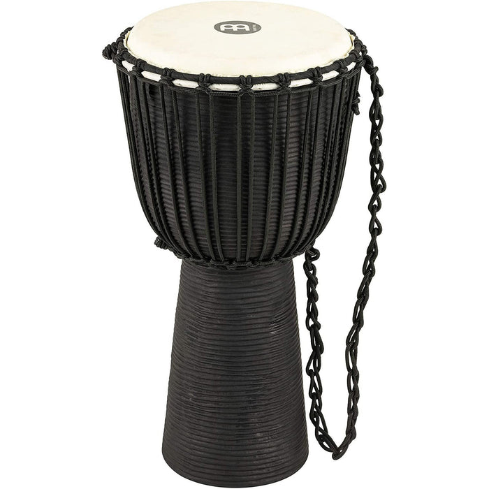 Meinl Percussion Djembe Hand Drum Circle Instrument, Carved Mahogany Headliner Series — NOT Made in China — African Mali Weave Ropes, 2-Year Warranty, Black River, Large (HDJ3-L)