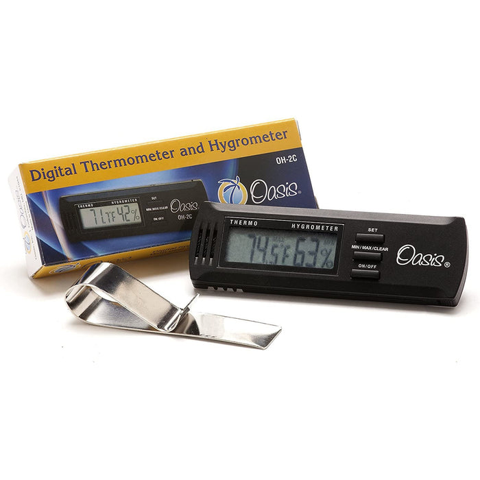 Oasis OH-2C Digital Hygrometer (replacement for OH-2) with Calibration Feature and Case Clip