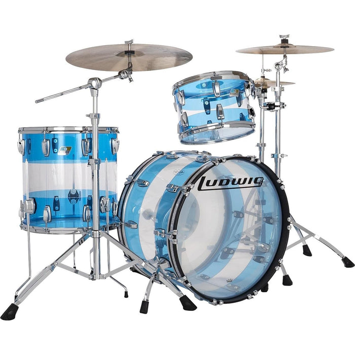 Ludwig 50th-anniversary Vistalite Fab 3-piece Shell Pack - Pattern "A" (Blue/Clear/Blue)