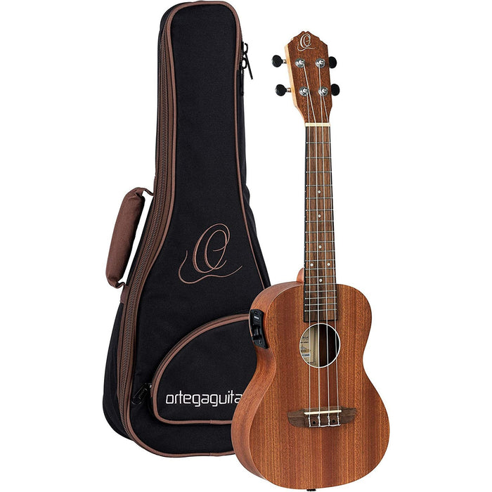 Ortega Guitars, 4-String Timber Series Concert Acoustic-Electric Ukulele w/Bag, Right (RFU11SE)