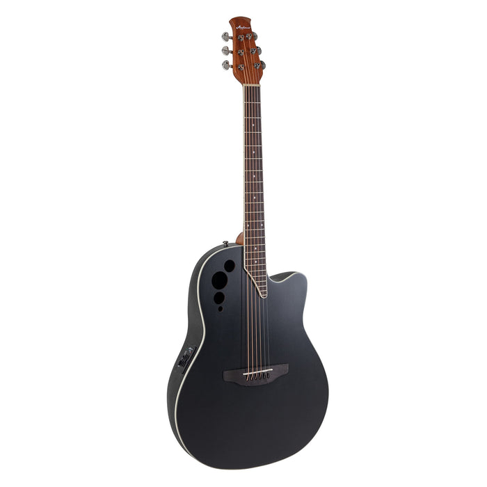 Ovation Applause Elite Acoustic-Electric Guitar Medium Body Depth Cutaway, Black Satin (AE44-5S)