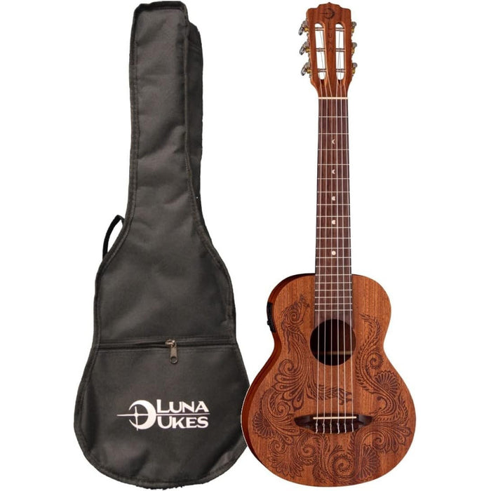 Luna Henna Dragon Mahogany Acoustic-electric Guitarlele - Open Pore