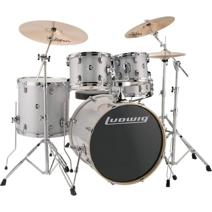 Ludwig Element Evolution 5-Piece Drum Set with Zildjian ZBT Cymbals - 22 Inches - White Sparkle