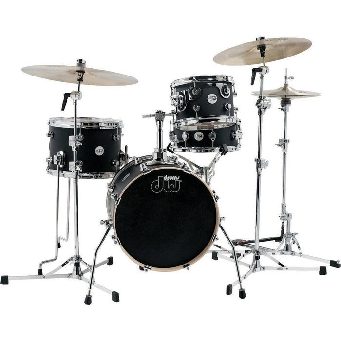 DW Design Series Mini Pro 4-Piece Maple Shell Pack, Black Satin (DDLM1604BL)