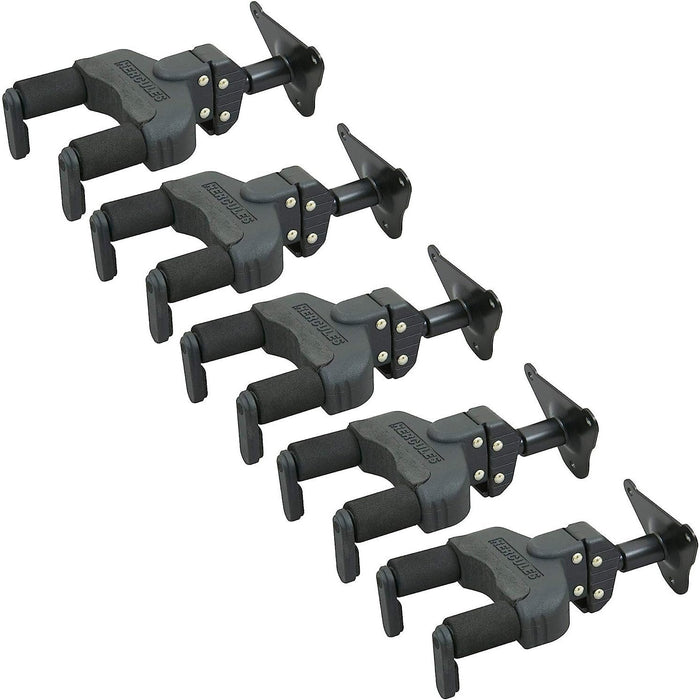 Hercules Metal Flat Wall Mount Guitar Hanger 5 Pack Bundle