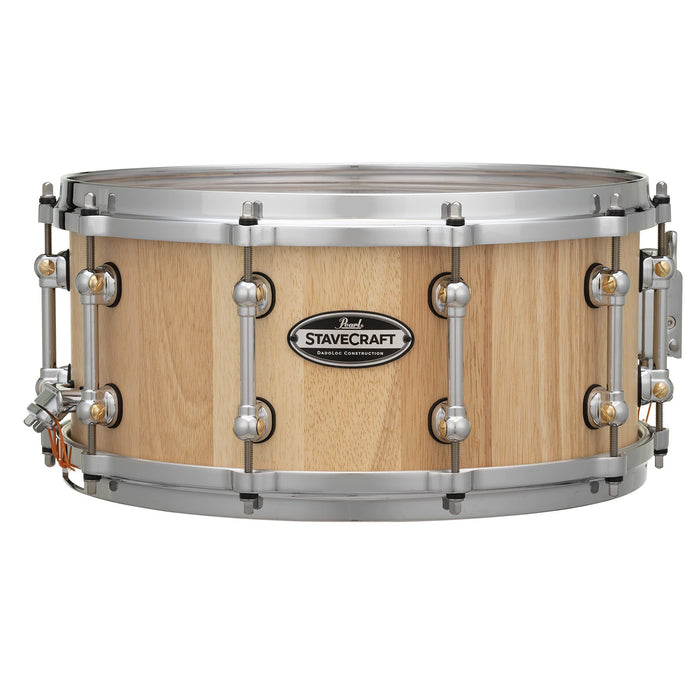 Pearl StaveCraft 14"x6.5" Maximum Volume Snare Drum with 20mm Thai Oak shell, Makha DadoLoc and MasterCast Die-Cast Hoops in Hand-Rubbed Natural Satin Finish