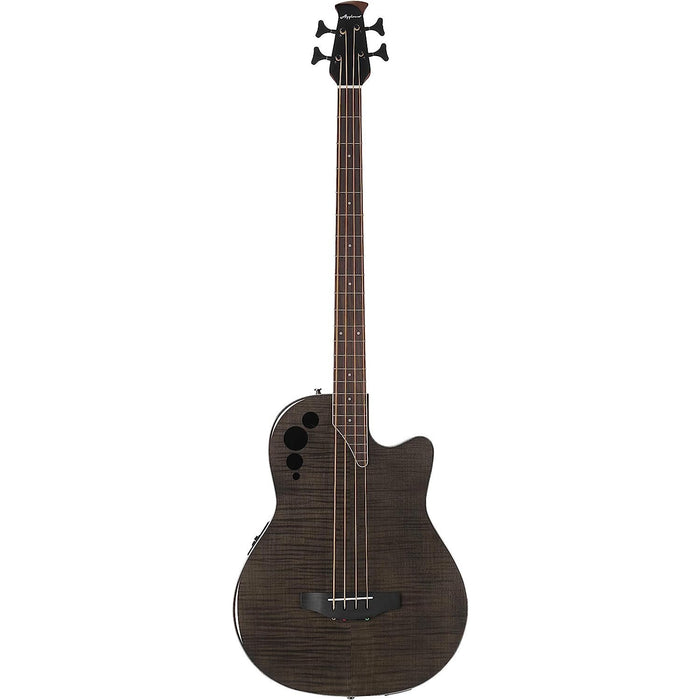 Ovation Applause 4 String Acoustic-Electric Bass Guitar, Right, Transparent Black Flame Maple (AEB4IIP-TBKF)