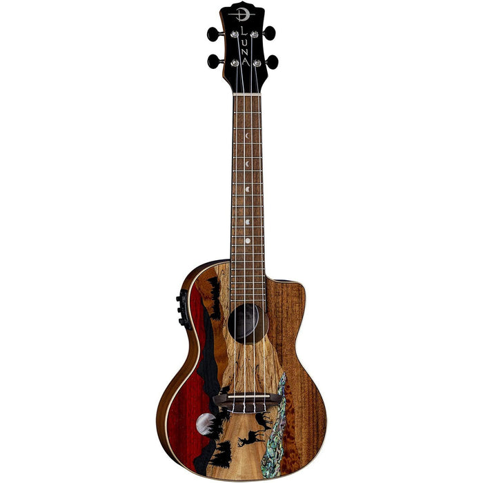 Luna Guitars Vista Deer, 4-String Concert Acoustic/Electric Ukulele, Right (UKEVISTADEERC)