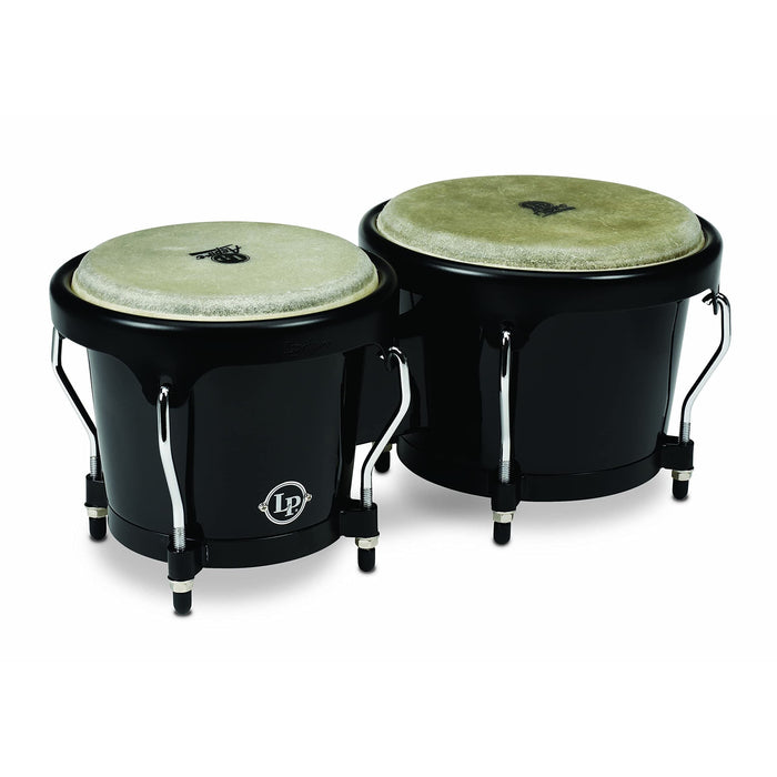 LP Aspire Fiberglass Bongo Set, Black with Black Hardware (LPA601F-BK)