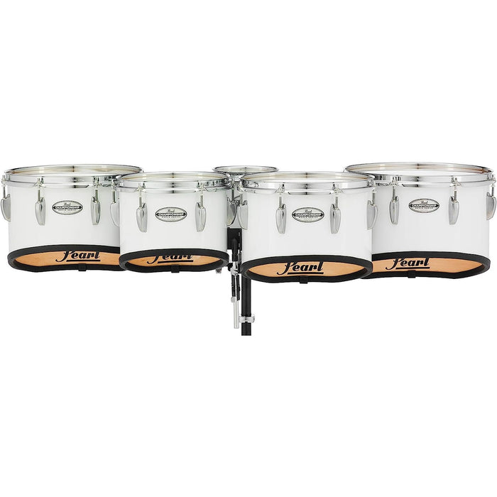 Pearl Championship Maple Marching Tenor Drums, Shallow Cut with Ring 6, 10 ,12, 13, 14 in. Pure White