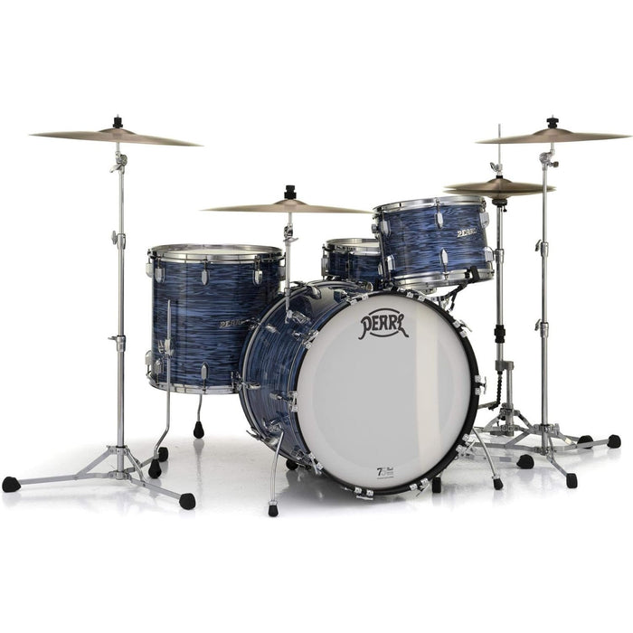 Pearl President Series Deluxe 3-piece 75th Anniversary Edition Shell Pack in Ocean Ripple (#767) covered finish featuring 22"x14" Bass Drum w/Cymbal Holder, 13"x9" Tom, and 16"x16" Floor Tom