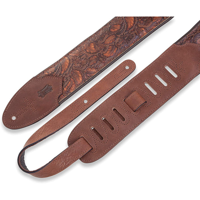 Levy's Leathers Sundance 3" wide Embossed Leather Guitar Strap; Western Series - Geramium Whiskey (M4WP-006)