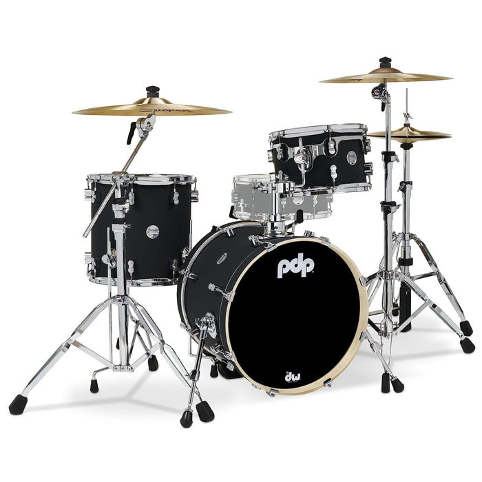 Pacific Drums & Percussion PDP Concept Maple Bop 3-Piece, Satin Black Drum Set Shell Pack (PDCM18BPBK)