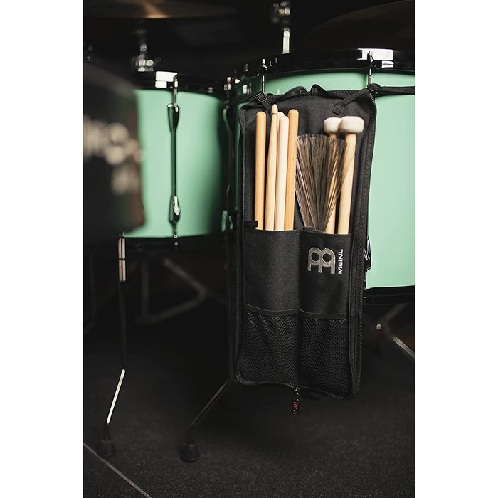 Meinl Percussion Compact Drumstick Bag with Floor Tom Hooks, Heavy-Duty Fabric — for Mallets, Brushes and Accessories as Well, Black, (MCSB)