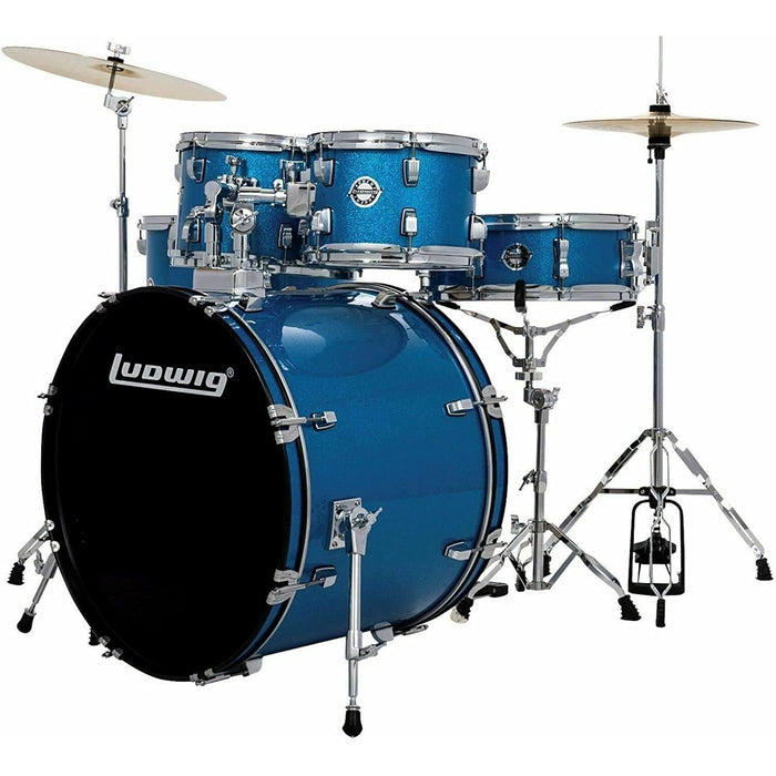 Ludwig 5 Piece Accent"Drive" Drum Set (Blue Foil)