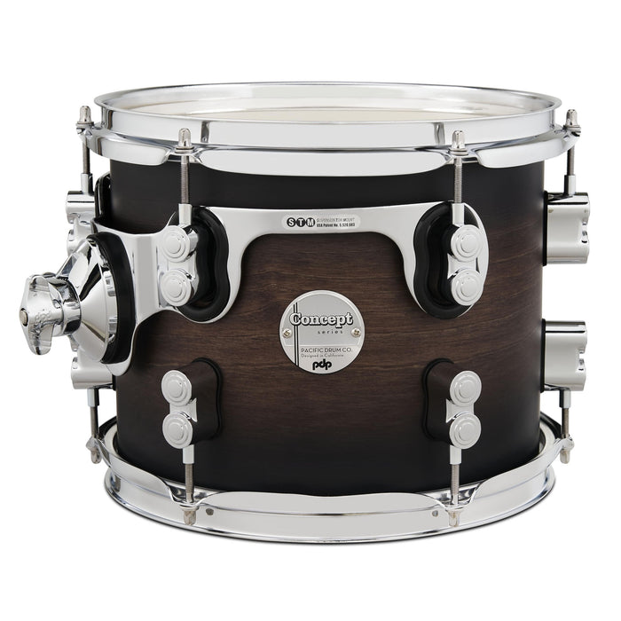 PDP Concept Maple 8x10 Suspended Tom Satin Charcoal Burst Lacquer with Chrome Hardware (PDCM0810STSCB)