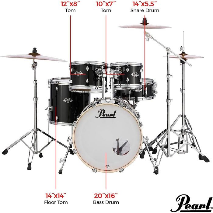 Pearl Export 5-Piece Drum Set with 830-Series Hardware Pack - Jet Black (EXX705N/C31)